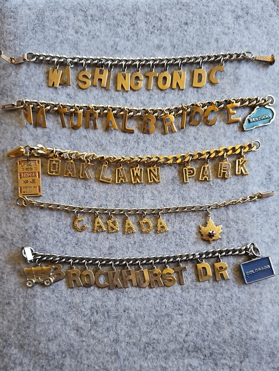 Vintage Jewelry - Vintage Gold-Tone Charm Nameplate Bracelets - Canada Washington DC & More